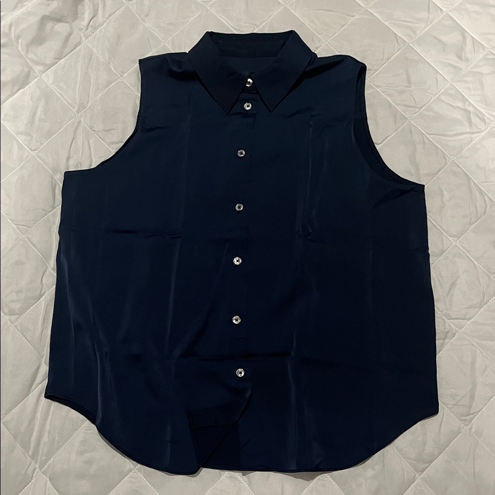 Banana Republic Dark Blue Sleeveless Button-Down Shirt